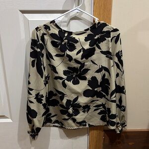Floral Black and Cream Women's Top